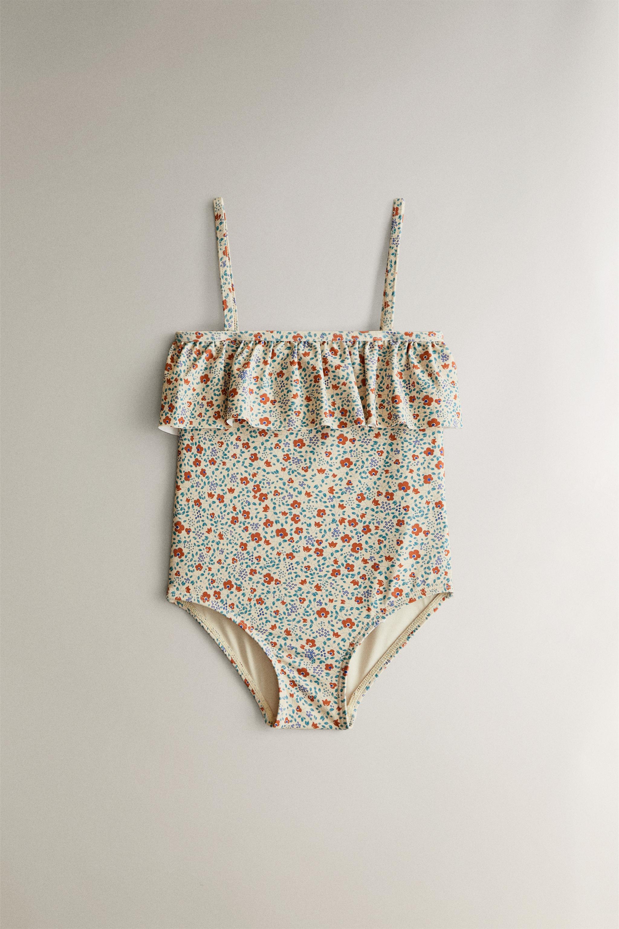 KIDS’ FLORAL RUFFLE BEACH SWIMSUIT